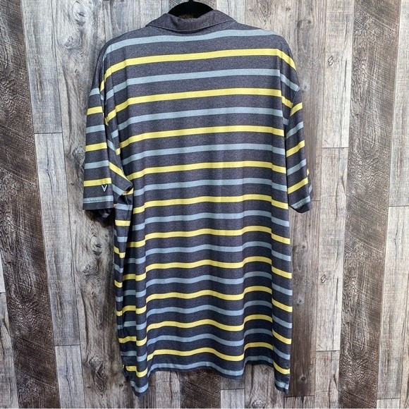Callaway Golf- Men’s Opti-Dry Gray/Yellow Striped Golf Polo Shirt- Sz. XL - Picture 7 of 8